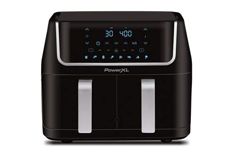 The power air fryer XL has the capability to cook food up to temperature range of 400 degrees F. . Powerxl dual air fryer